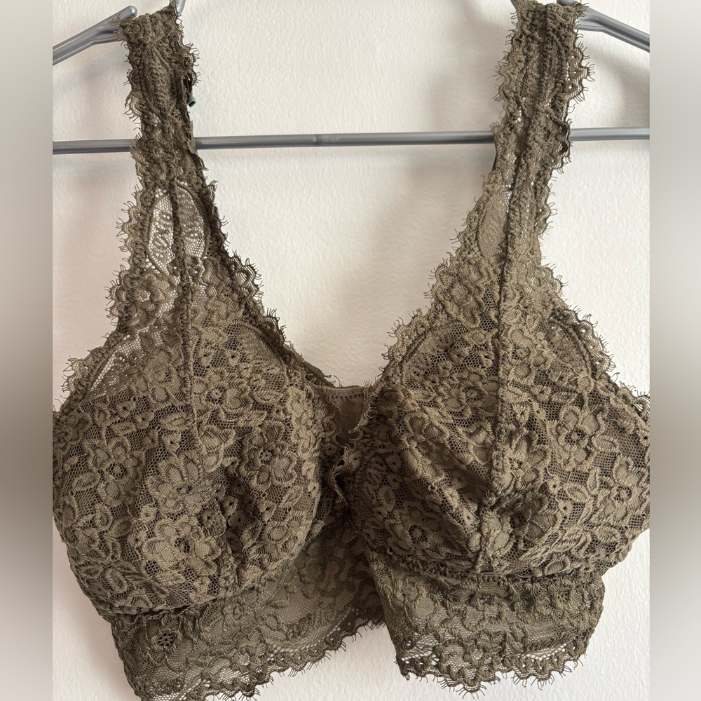 Aerie Lace Bralette in Olive Green